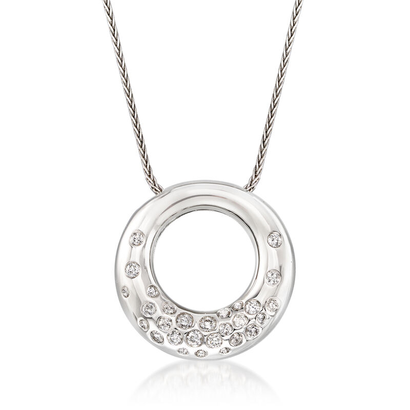 C. 1990 Vintage .70 ct. t.w. Diamond Circle Necklace in 18kt White Gold image number 0
