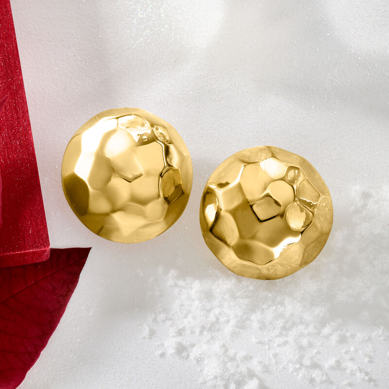 Italian 18kt Gold Over Sterling Faceted Dome Earrings image number 3