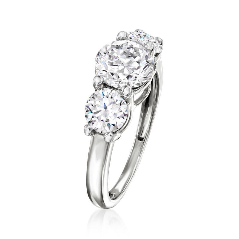 3.00 ct. t.w. CZ Three-Stone Ring in 14kt White Gold image number 2