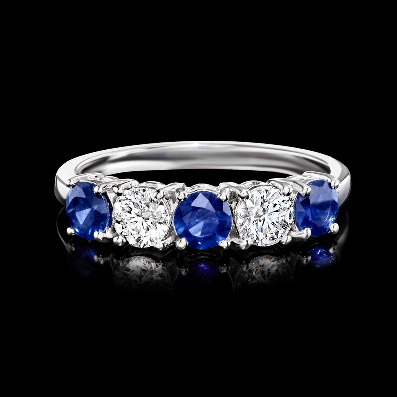 .80 ct. t.w. Sapphire and .50 ct. t.w. Lab-Grown Diamond Ring in 14kt White Gold image number 3