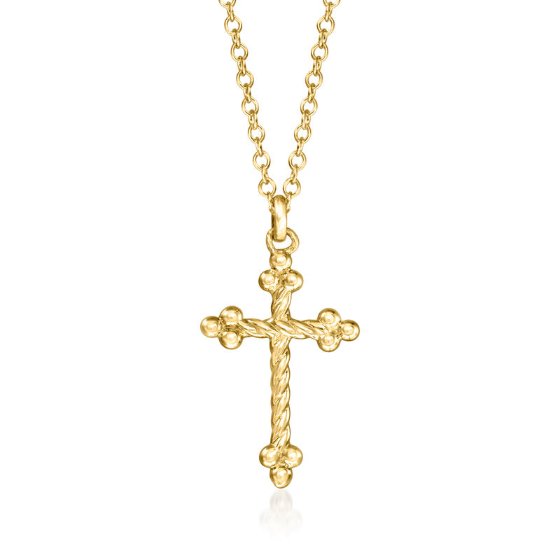 Gabriel & Co. 14kt Yellow Gold Cross Pendant Necklace. 15.5" image number 1