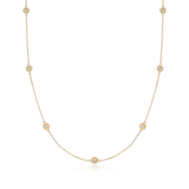 Roberto Coin &quot;Baroco&quot; .43 ct. t.w. Diamond Station Necklace in 18kt Gold. 16&quot; image number 1