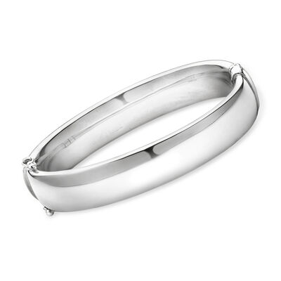 12mm Rhodium-Plated Bangle Bracelet