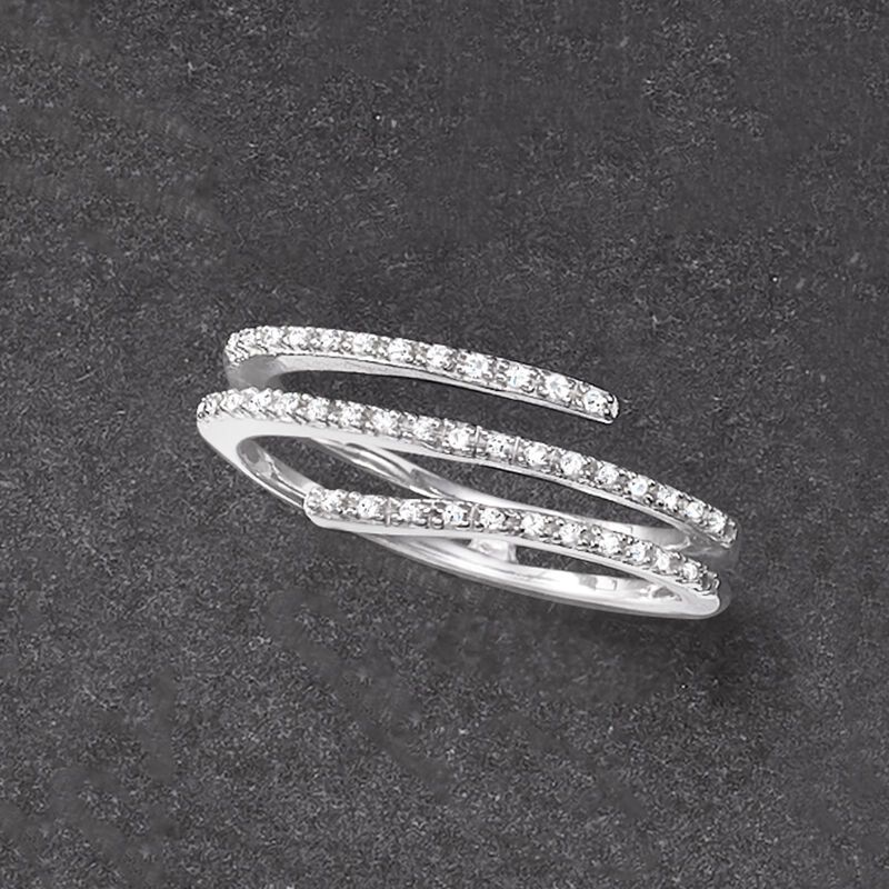 .10 ct. t.w. Diamond Bypass Ring in Sterling Silver. Size 5 image number 2