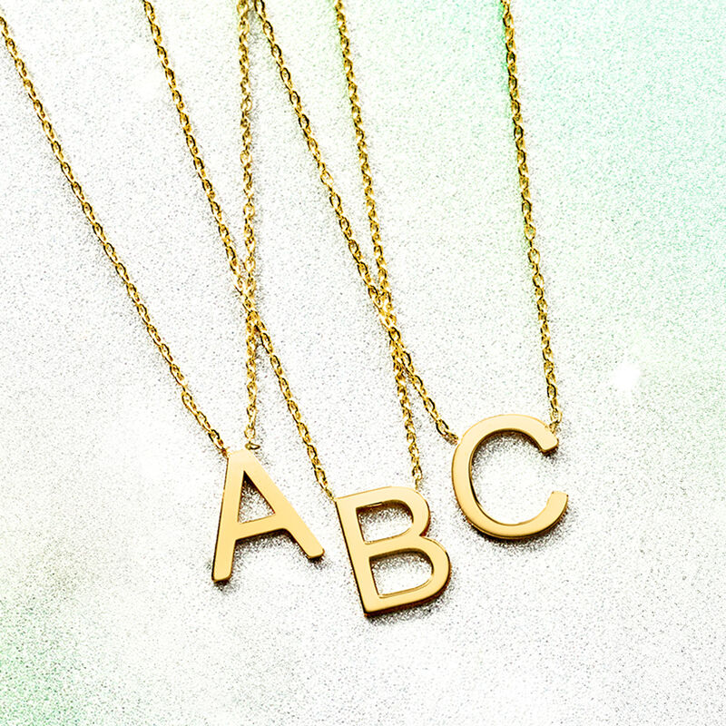 W - Italian 14kt Yellow Gold Initial Necklace. 16&quot; image number 3