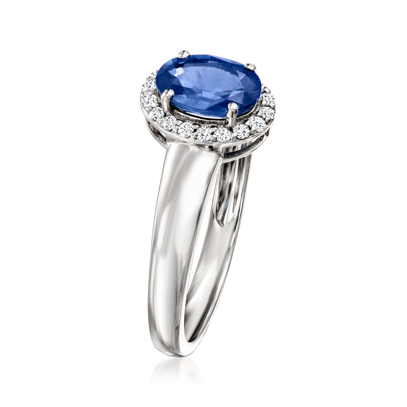 1.00 Carat Sapphire and .12 ct. t.w. Diamond Ring in Platinum image number 2