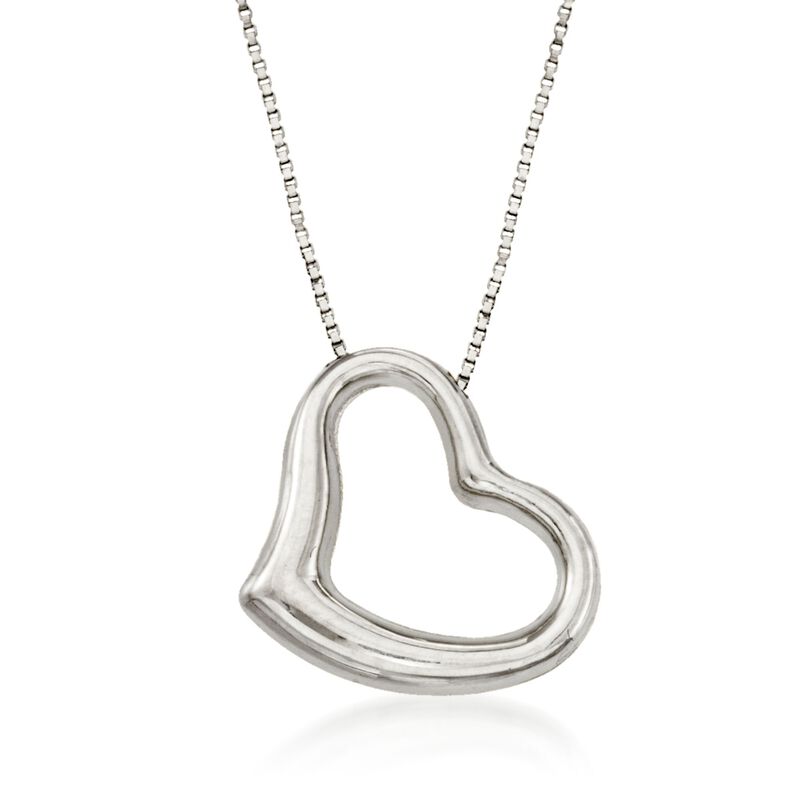 Roberto Coin 18kt White Gold Heart Necklace. 16&quot; image number 1