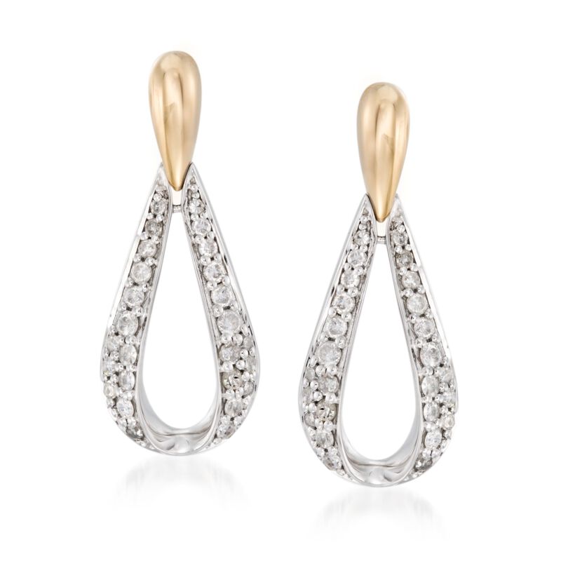.51 ct. t.w. Diamond Open Teardrop Earrings in 14kt Two-Tone Gold image number 0