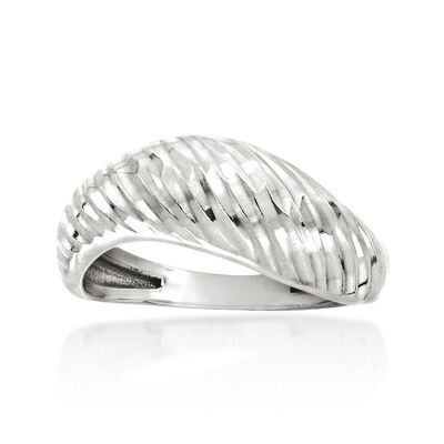 Sterling Silver Diamond-Cut Sculptural Ring