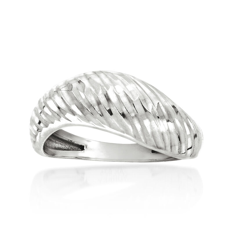 Sterling Silver Diamond-Cut Sculptural Ring image number 0
