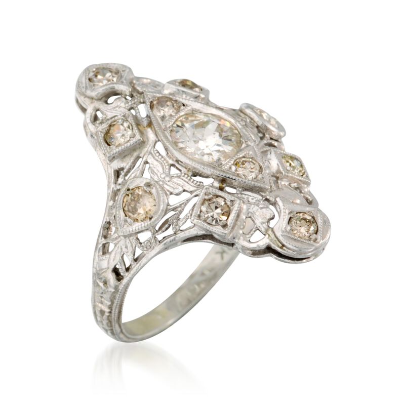 C. 1980 .95 ct. t.w. Diamond Ring in 18kt White Gold image number 2