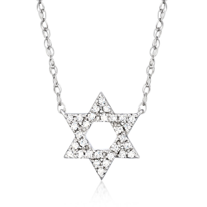 .15 ct. t.w. Diamond Star of David Necklace in Sterling Silver. 16&quot; image number 1