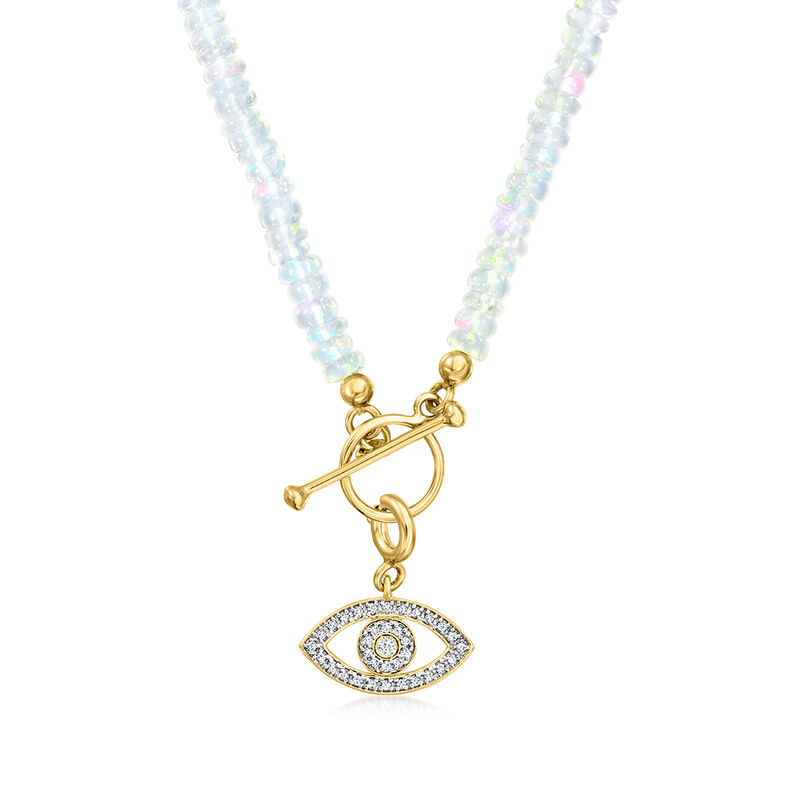 3.5-4mm Opal Bead Charm-Compatible Toggle Necklace in 18kt Gold Over Sterling image number 2