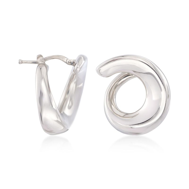 Italian Sterling Silver Swirl Hoop Earrings. 7/8&quot; image number 0