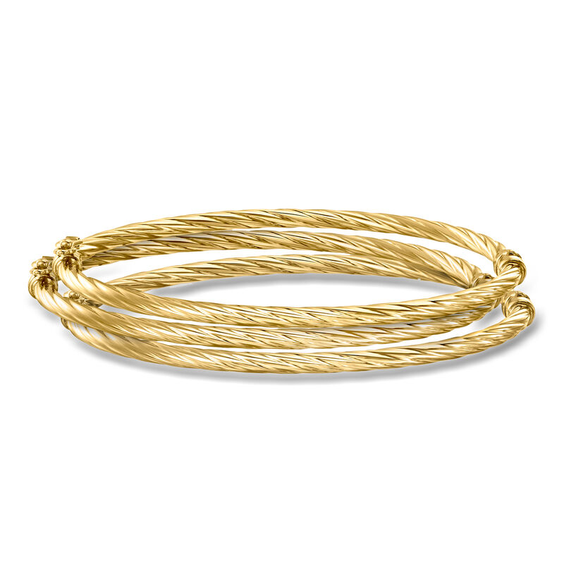 Italian 14kt Yellow Gold Jewelry Set: Three Twisted Bangle Bracelets image number 0