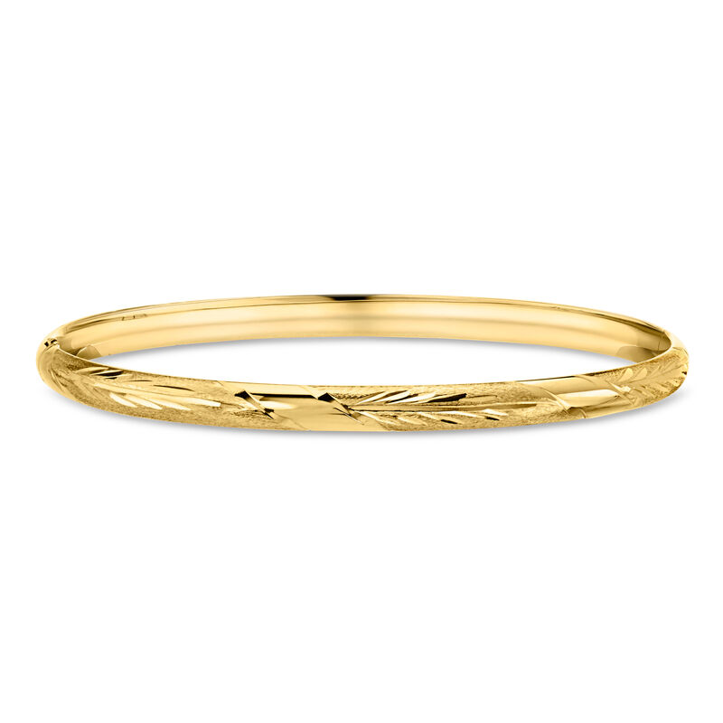 C. 1990 Vintage 18kt Yellow Gold Etched Bangle Bracelet. 7" image number 0