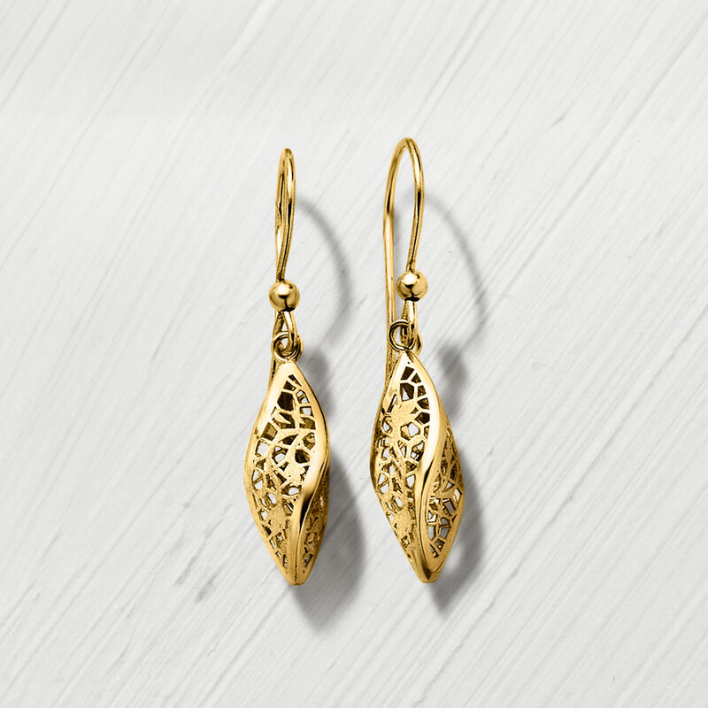 Italian 14kt Yellow Gold Twisted Lace Drop Earrings image number 3
