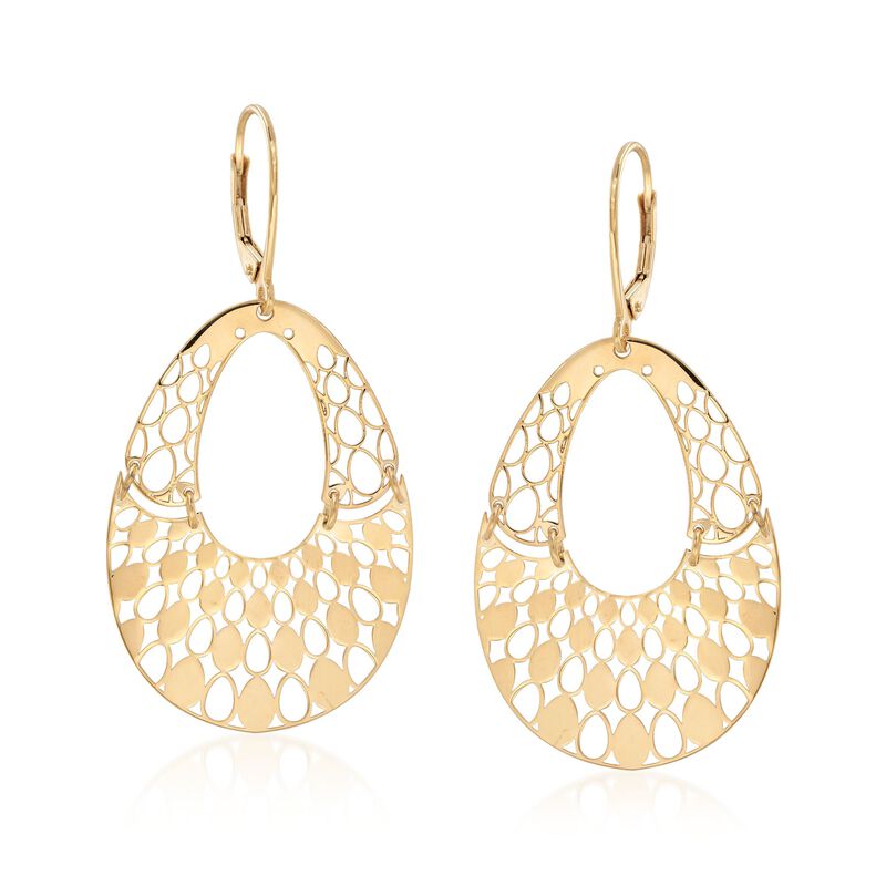 Italian 14kt Yellow Gold Pear-Shaped Openwork Drop Earrings  image number 0