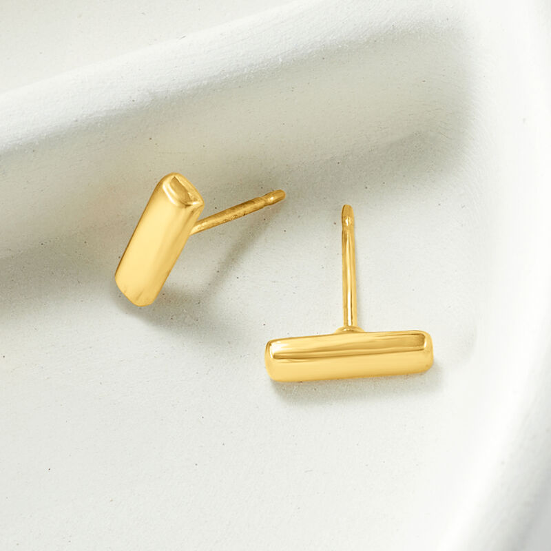 14kt Yellow Gold Bar Earrings image number 1