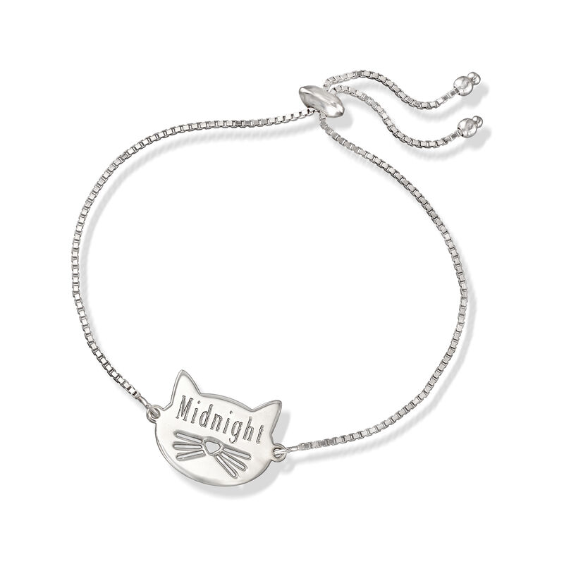 Plain - Sterling Silver Cat Bolo Bracelet  image number 2