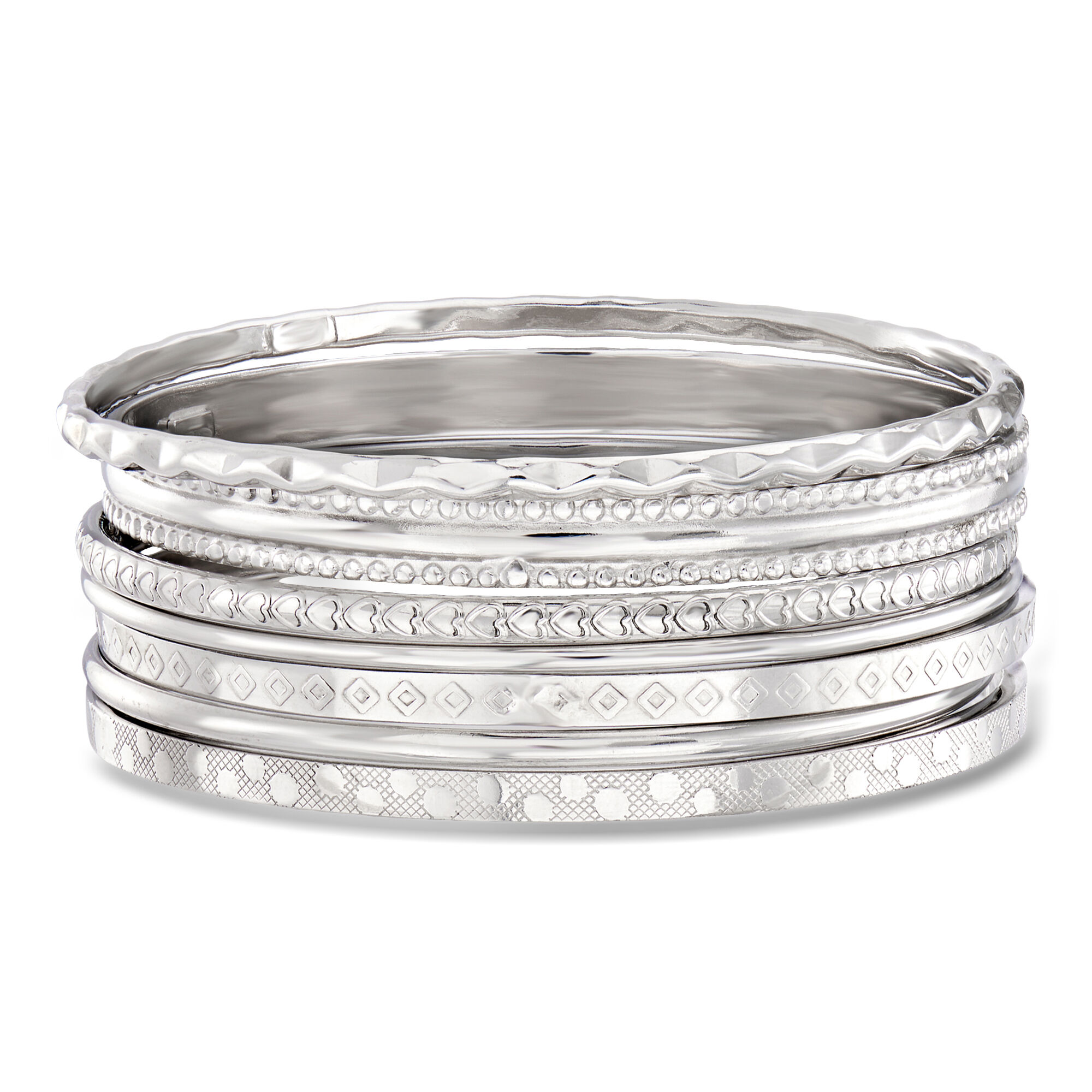 Italian Sterling Silver Jewelry Set: Seven Assorted Textured