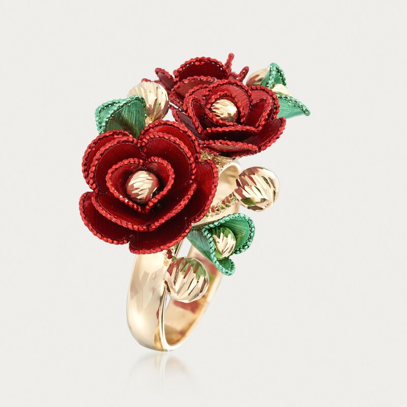 Italian 14kt Multicolored Gold Flower Ring. Size 5 image number 5