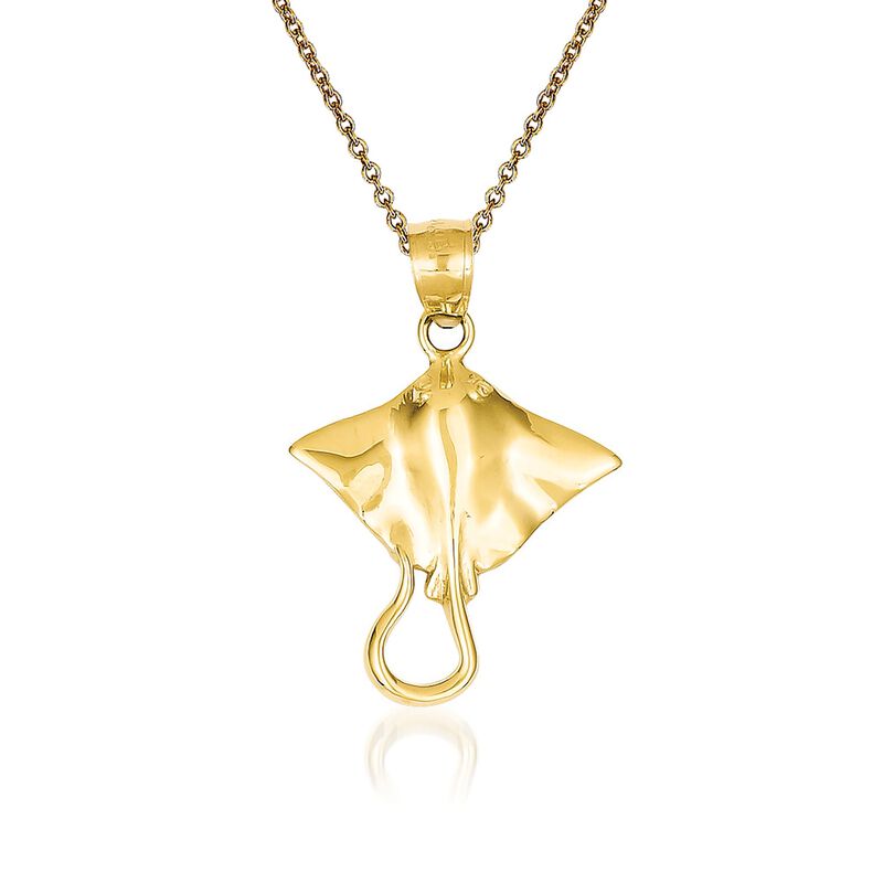 14kt Yellow Gold Stingray Pendant Necklace. 18&quot; image number 0