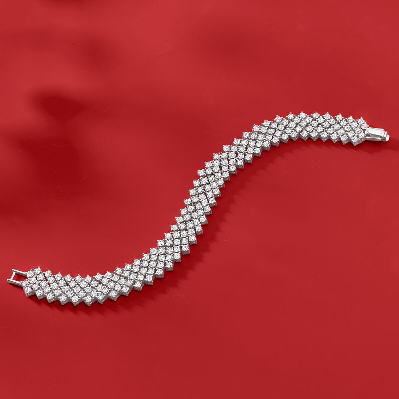 10.00 ct. t.w. Multi-Row CZ Tennis Bracelet in Sterling Silver. 7&quot; image number 2