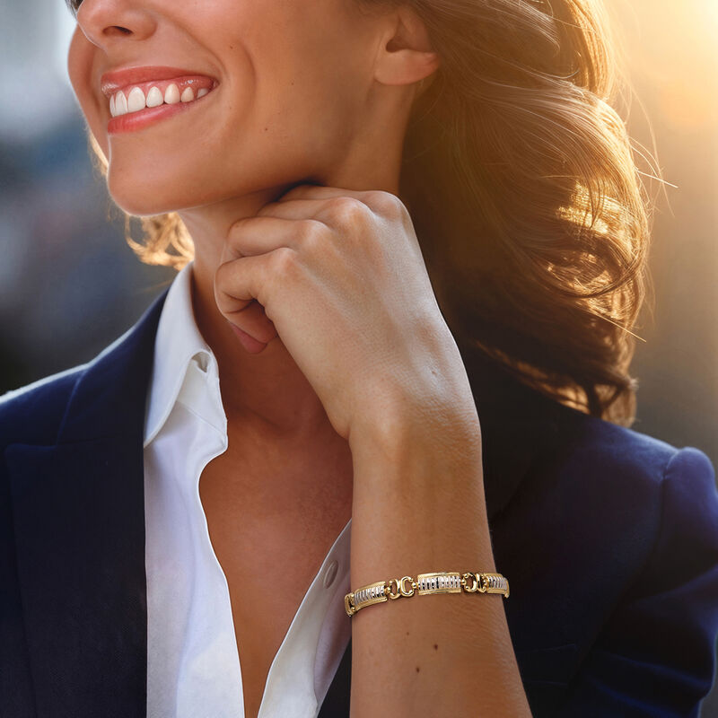 C. 1990 Vintage 14kt Two-Tone Gold Link Bracelet image number 1