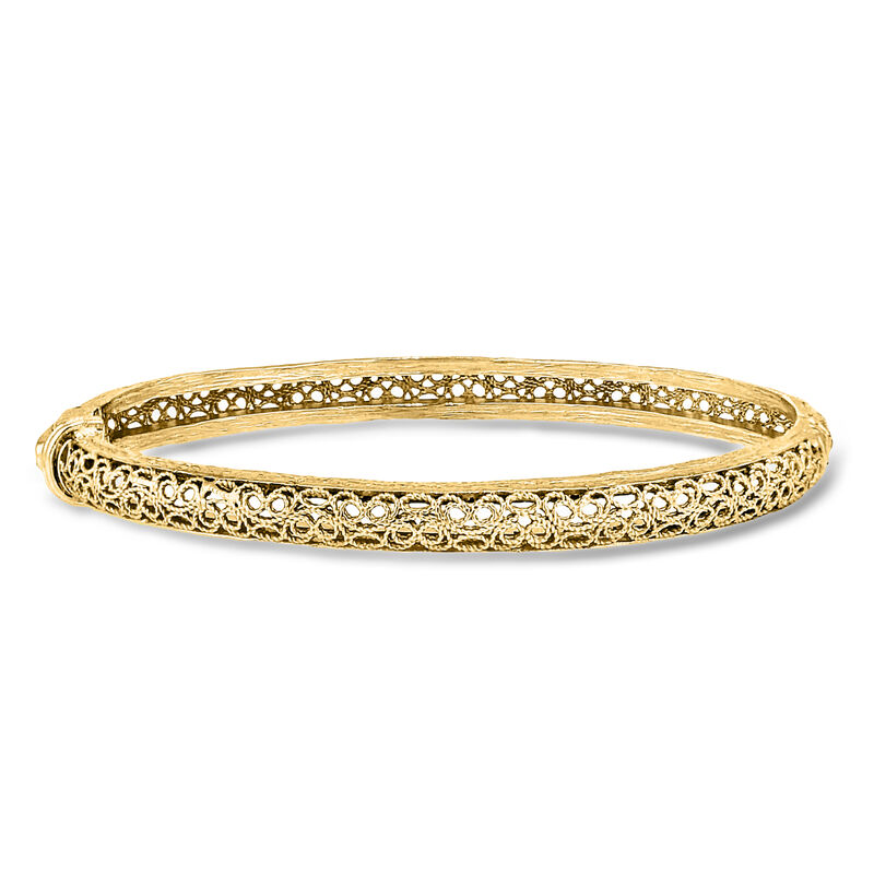18kt Gold Over Sterling Filigree Bangle Bracelet. 7" image number 0