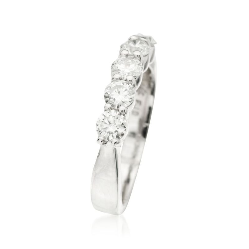 1.00 ct. t.w. Diamond Five-Stone Wedding Band in 14kt White Gold image number 1