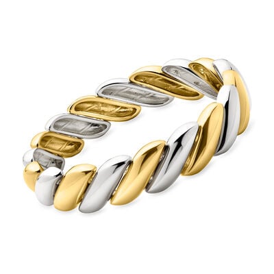 Silver and 14kt Gold-Plated Twisted Stretch Bracelet