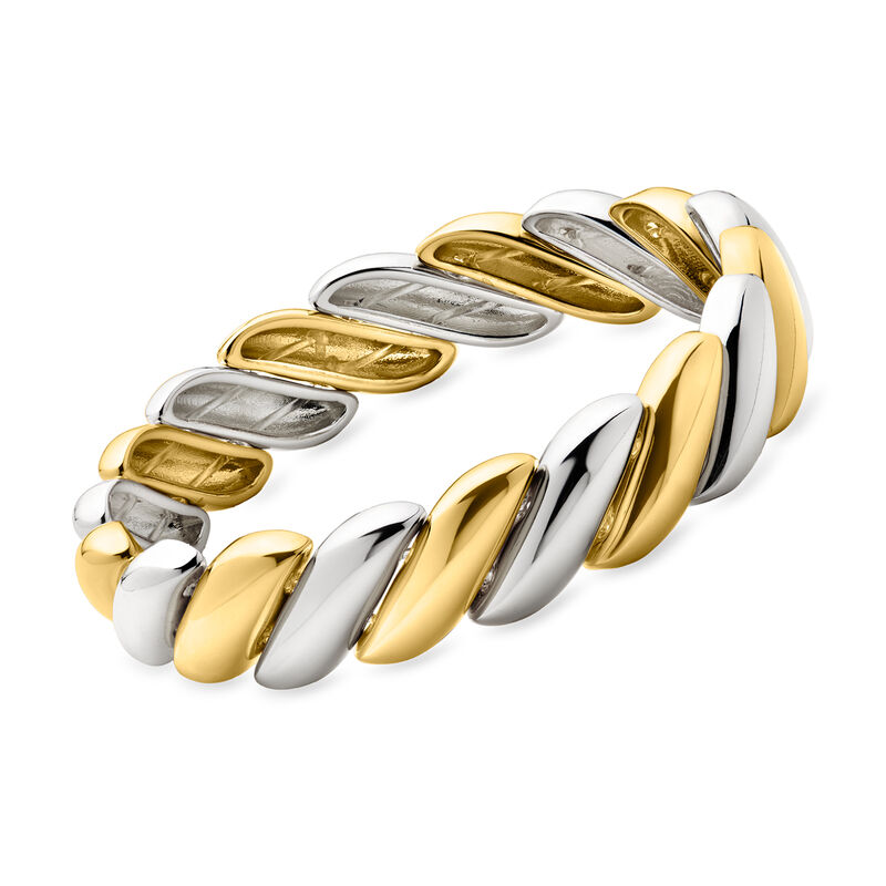 Silver and 14kt Gold-Plated Twisted Stretch Bracelet image number 0