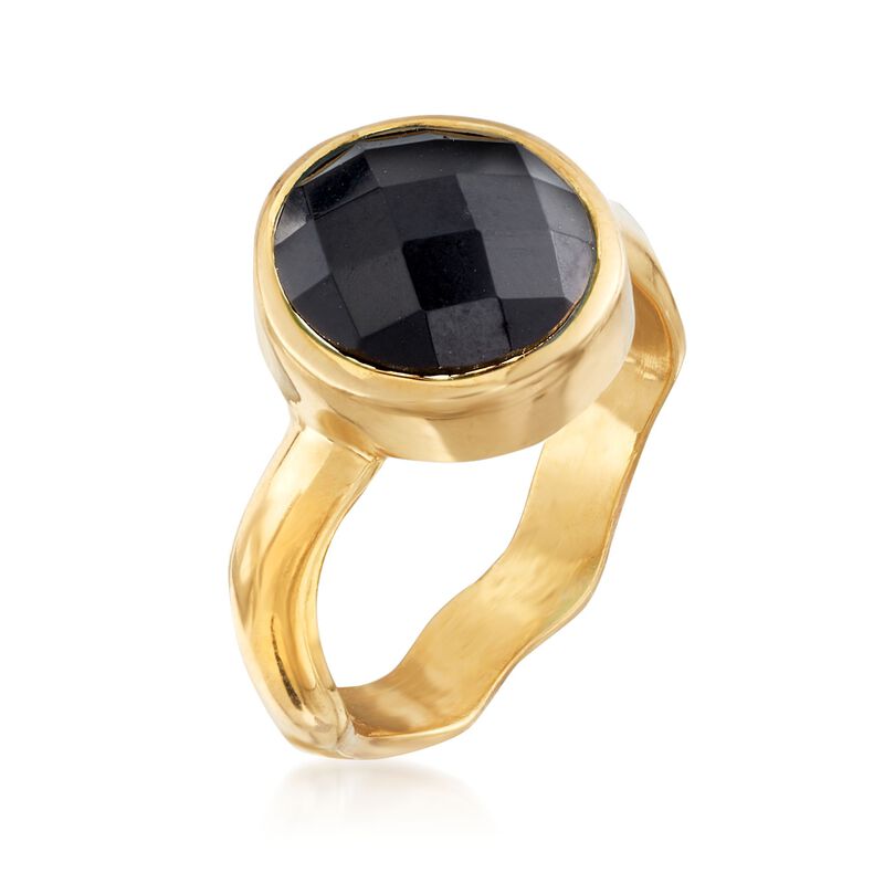 Black Onyx Ring in 18kt Gold Over Sterling image number 2