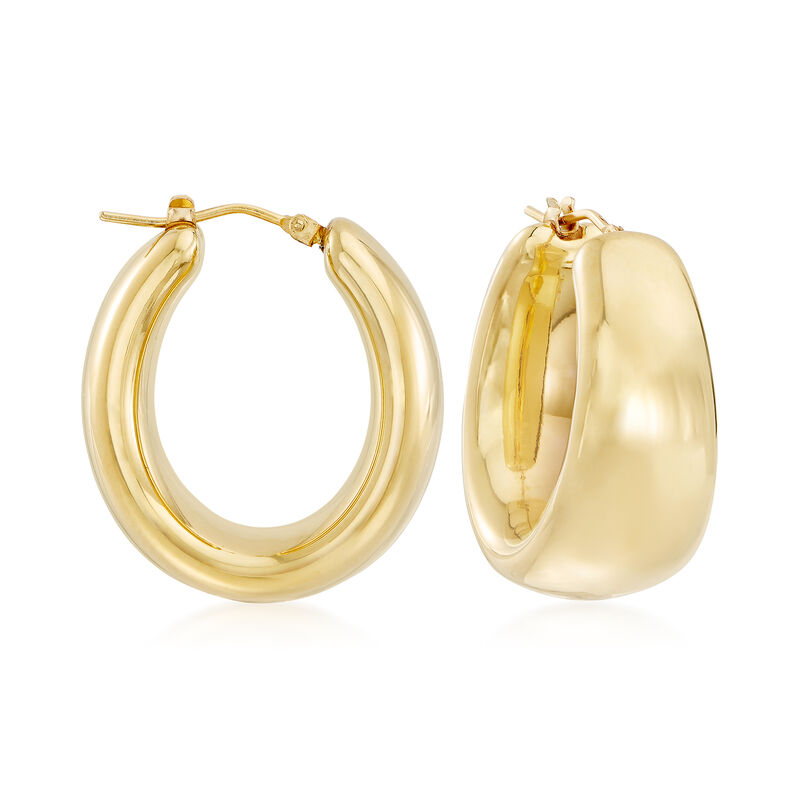 Andiamo 14kt Yellow Gold Over Resin Puffed Oval Hoop Earrings. 1 1/8&quot; image number 0