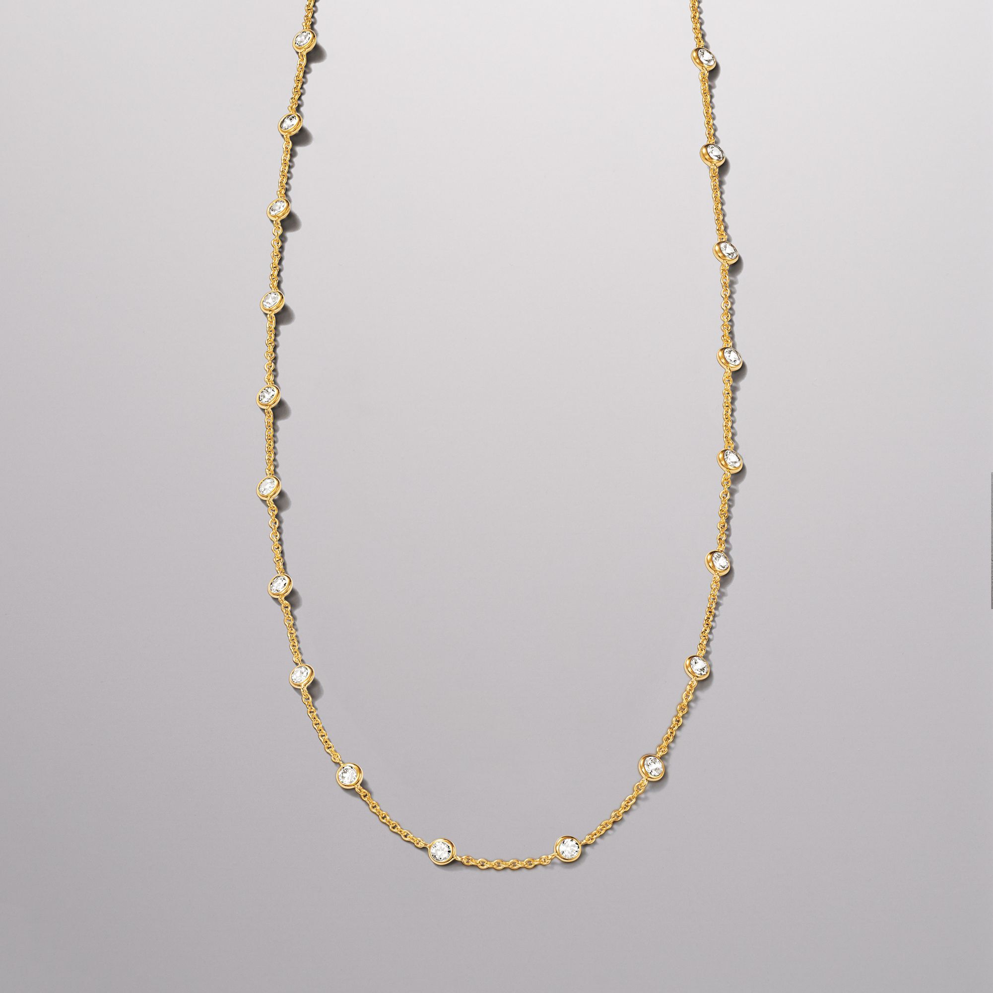 4.50 ct. t.w. CZ Station Necklace in 18kt Gold Over Sterling