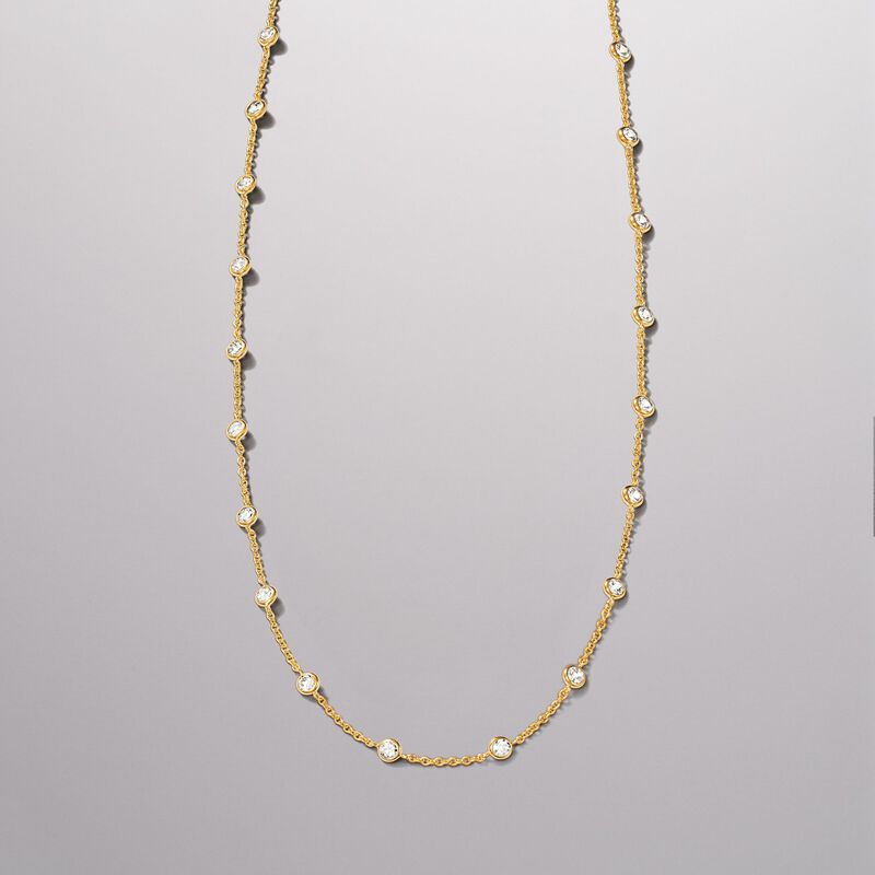 4.50 ct. t.w. CZ Station Necklace in 18kt Gold Over Sterling image number 2