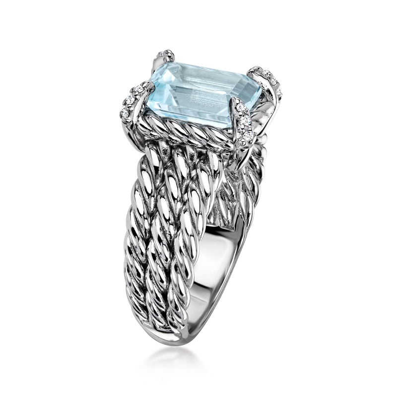 3.00 Carat Sky Blue Topaz Ring with White Topaz in Sterling Silver image number 2