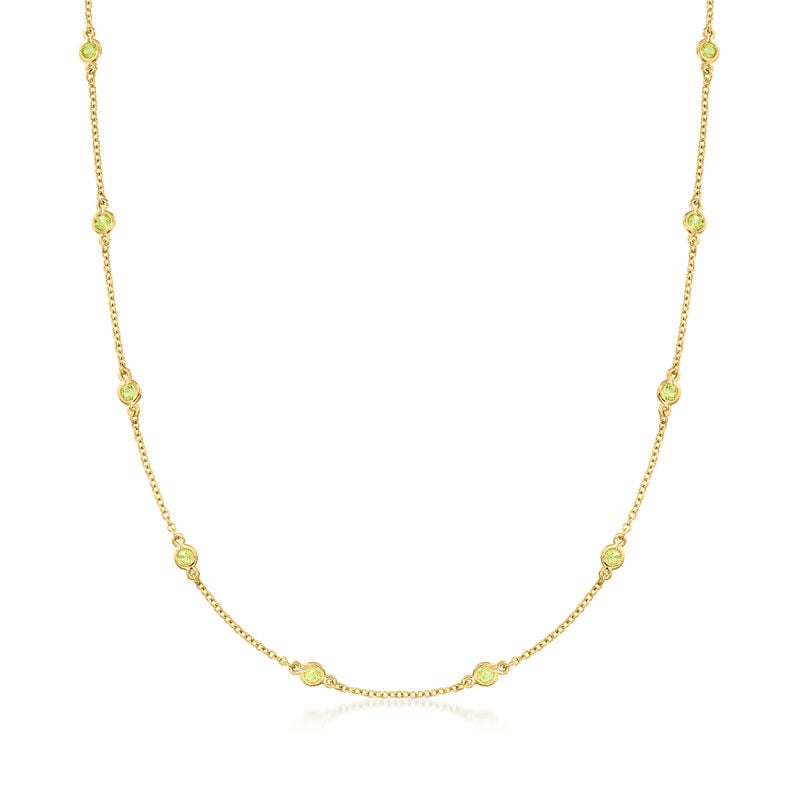 1.30 ct. t.w. Bezel-Set Peridot Station Necklace in 18kt Gold Over Sterling image number 0