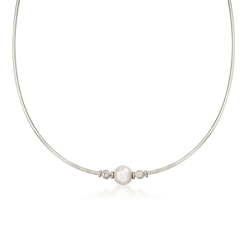 Mikimoto 8-8.5mm A+ Akoya Pearl Necklace With Diamonds in 18kt White Gold  image number 0