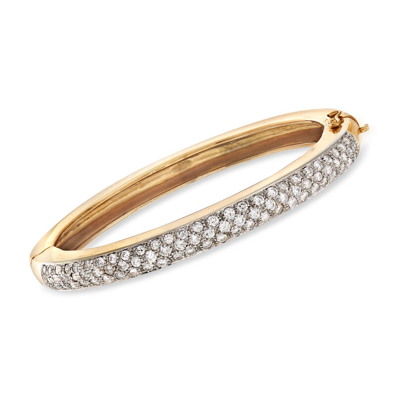 C. 1980 Vintage 2.00 ct. t.w. Pave Diamond Bangle Bracelet in 18kt Yellow Gold. 6.5&quot; image number 0