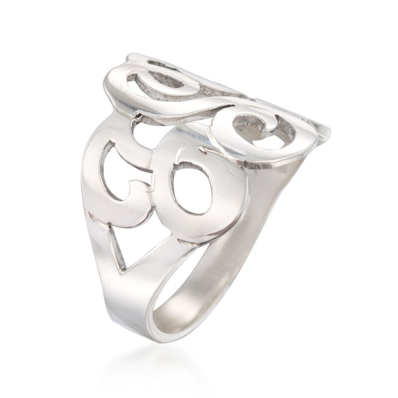 Sterling Silver Personalized Monogram Ring image number 1