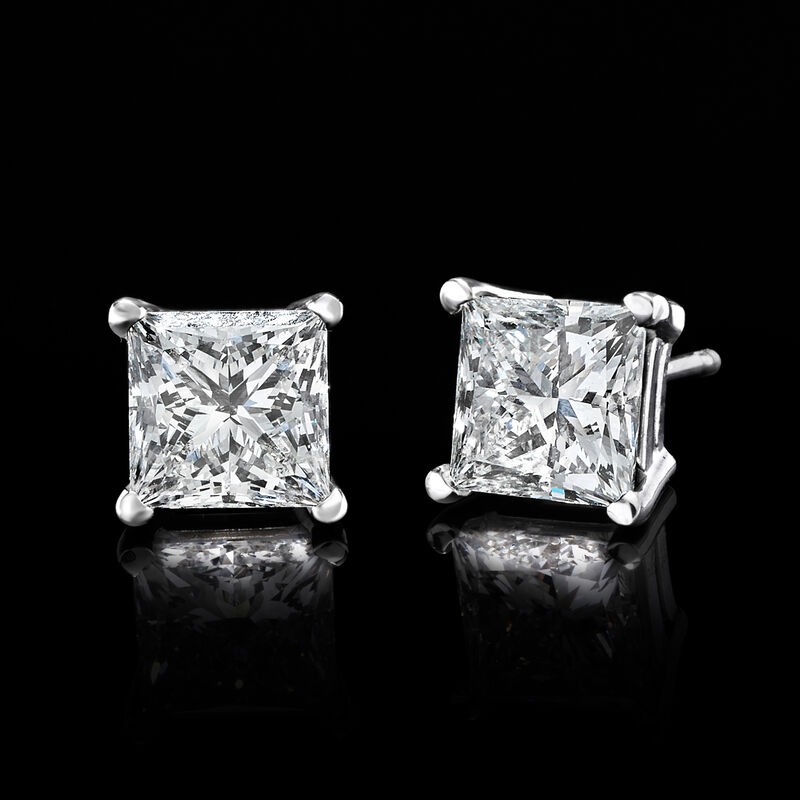 2.00 ct. t.w. Princess-Cut Lab-Grown Diamond Stud Earrings in 14kt White Gold  image number 2