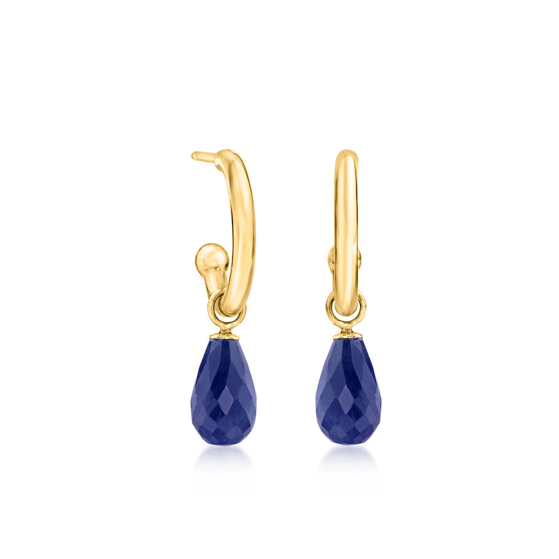 4.20 ct. t.w. Sapphire Hoop Drop Earrings in 14kt Yellow Gold image number 0