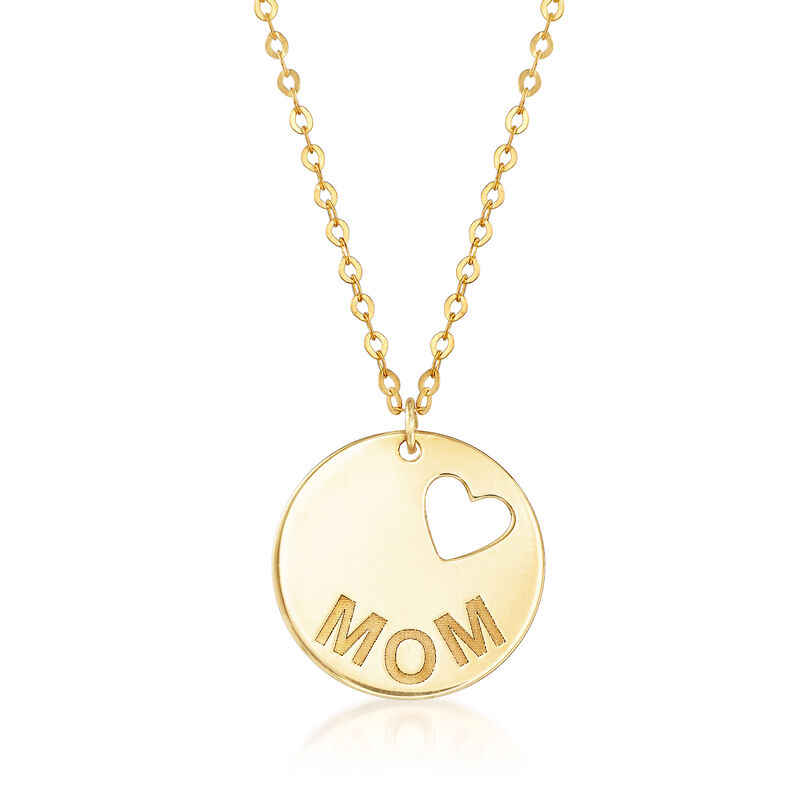 Italian 14kt Yellow Gold &quot;Mom&quot; Necklace with Cut-Out Heart image number 0