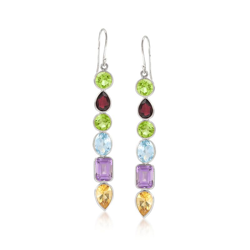 13.80 ct. t.w. Multi-Shaped Multi-Stone Drop Earrings in Sterling Silver  image number 0