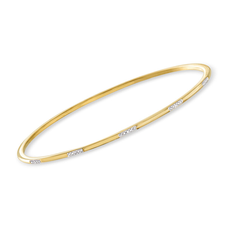 .25 ct. t.w. Diamond Station Bangle Bracelet in 18kt Gold Over Sterling image number 0
