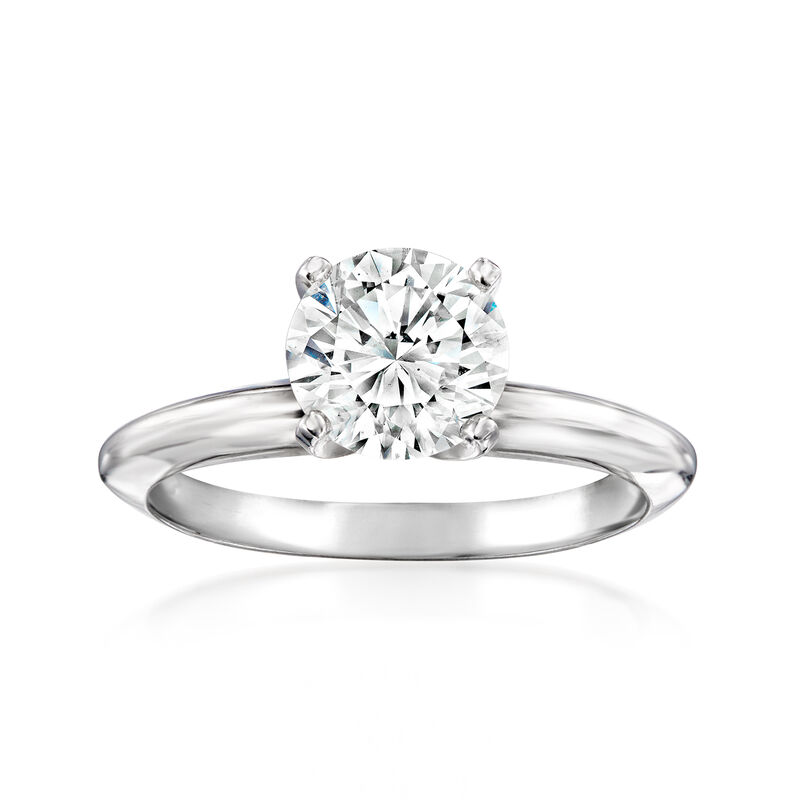 1.61 Carat Diamond Solitaire Ring in 14kt White Gold. Size 8 image number 0