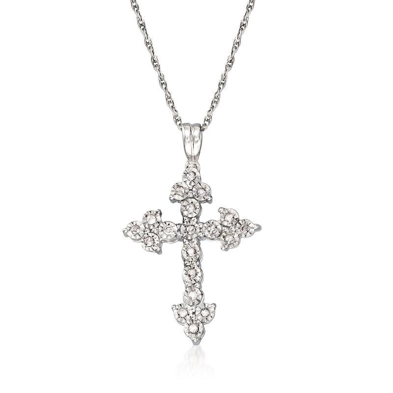 .15 ct. t.w. Diamond Cross Pendant Necklace in Sterling Silver image number 0