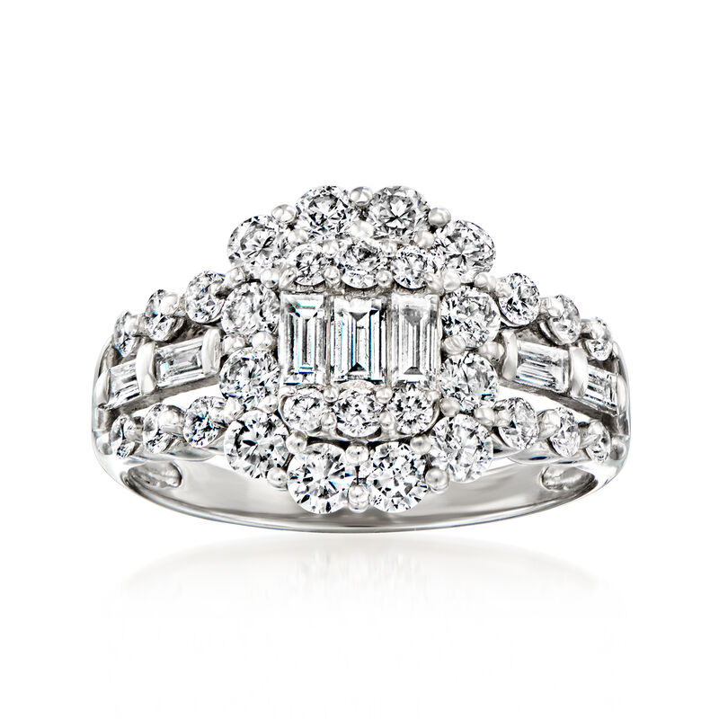 C. 2000 Vintage 1.50 ct. t.w. Diamond Cluster Ring in Platinum. Size 6.5 image number 0